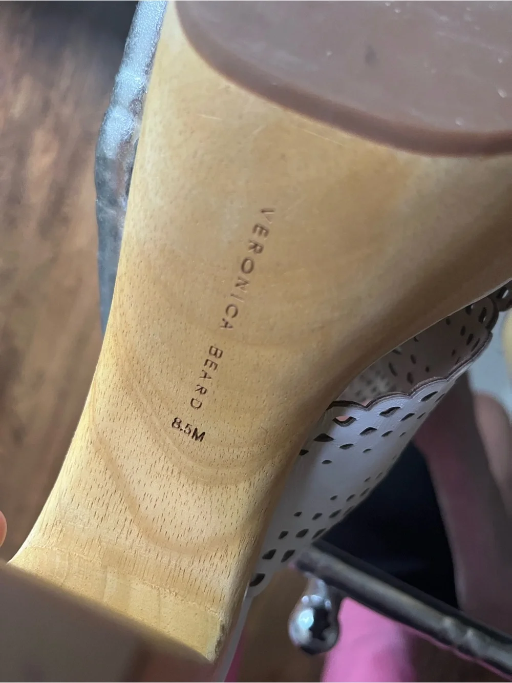 Veronica Beard Gaynor Wood White Laser-Cut Leather Platform Mules